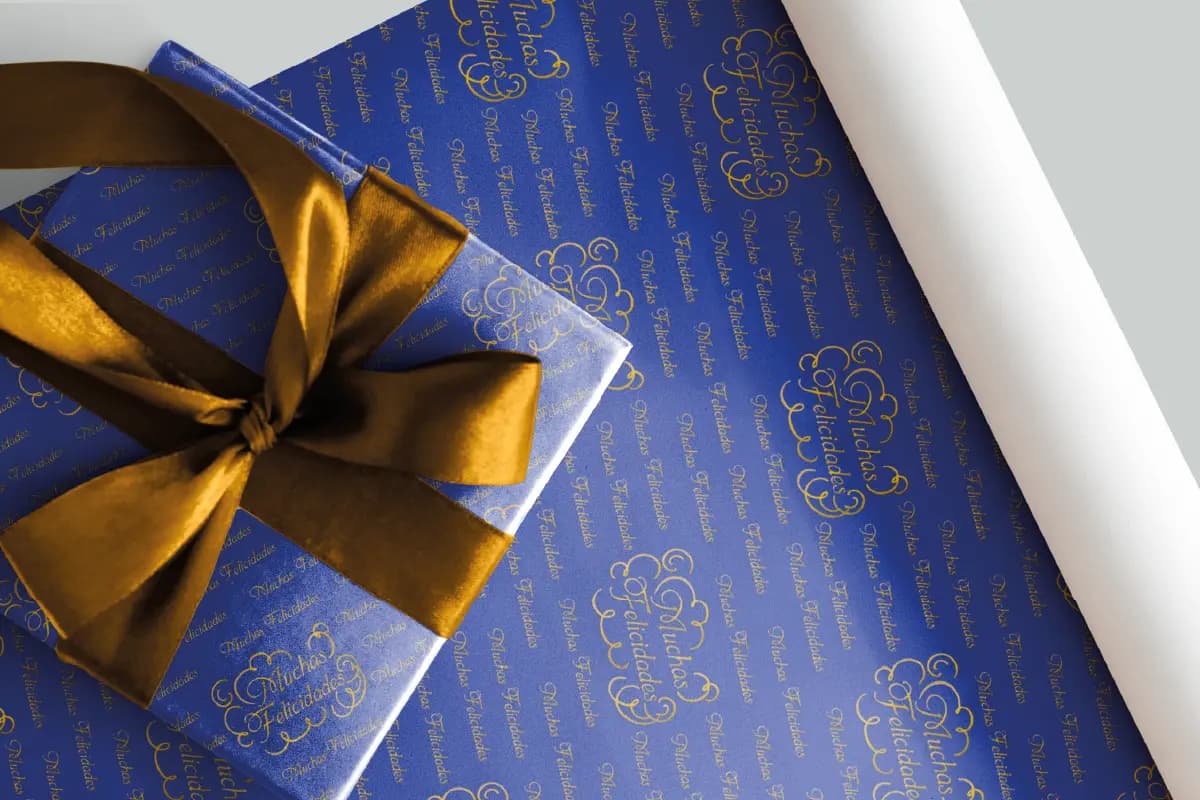 Muchas Felicidades Azul Oro